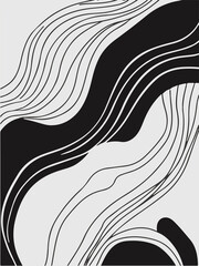 black and white abstract background , wall art , flat vector design style