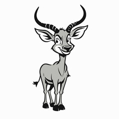 deer silhouette vector black and white drawing , flat vector design style
