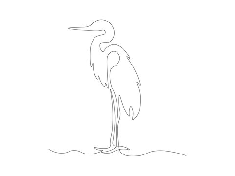 recommend clip art: Abstract bird heron , continuous one line art hand drawing sketch