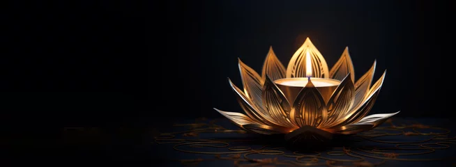 Gartenposter Happy Diwali background, Happy Deepavali festival with oil lamp, Hindu Festival of Lights Celebration, diya lamps, candle, indian ornaments and adverticement banner © IlluGrapix