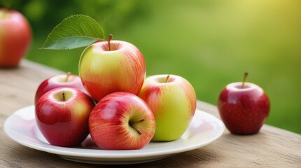 background of red apples on a table