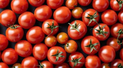 top view, background of red tomatoes on the table