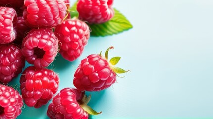top view, background close up of raspberry