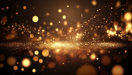 Fototapeta na wymiar Background of bokeh light and abstract gold glitter