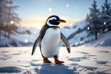 penguin on the snow generative ai 