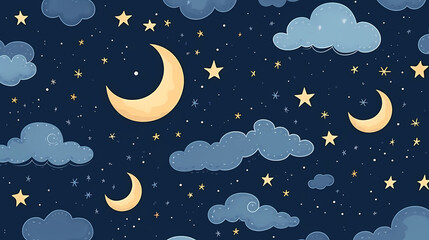 Cute moon pattern PPT background poster wallpaper web page