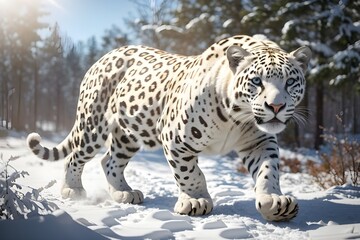 snow leopard in snow generative ai 