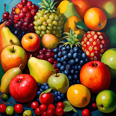Naklejka na ściany i meble A vibrant and non-representational celebration of fruit abundance.