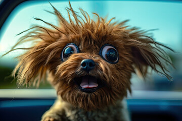 Naklejka premium 3D rendering in cartoon style depicting a happy dog.