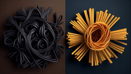 Normal and black spaghetti bundles from above