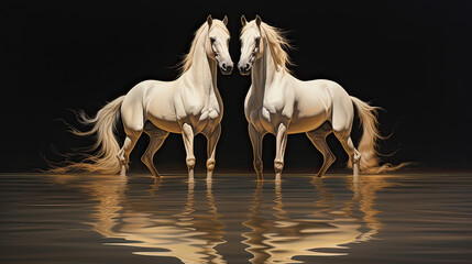 Monochromatic world where horses introduce bursts of color with every stride Ai Generative