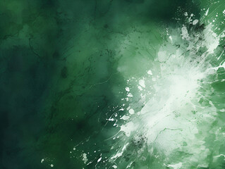 Abstract dark green and white ink acrylic splashes background 