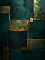 Dark green abstract background with golden elements