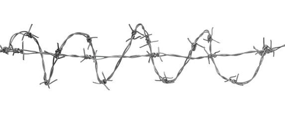 barbed wire fence on transparent background