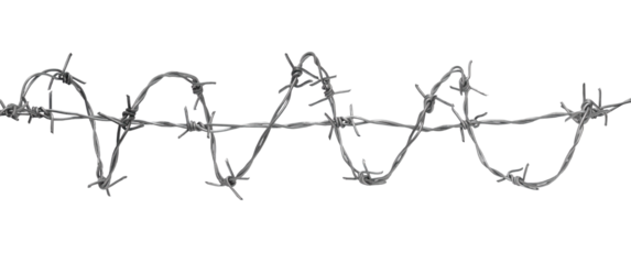 barbed wire fence on transparent background