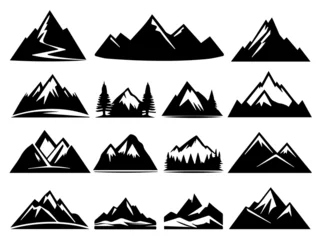 Fotobehang Bergen mountain icons set silhouette , black and white icon set , nature vector