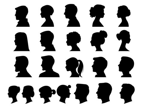 silhouette of a person , black and white icon set , business vector