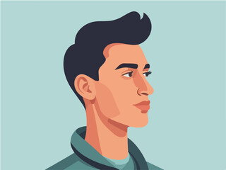 portrait of a man  , minimalistic ,  flat color vector style image 