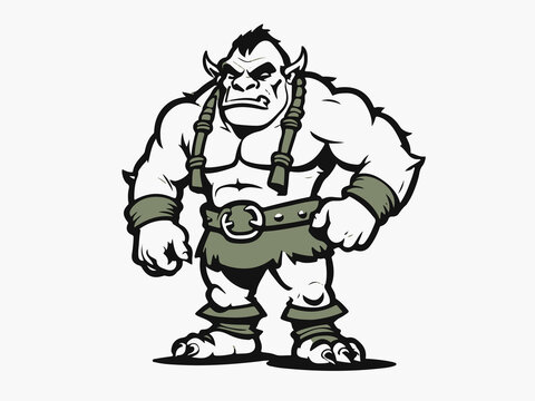 cartoon Orc minimalistic ,  flat color vector style image 