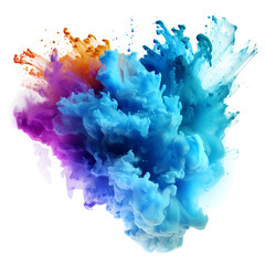 Blue violet powder paint explosion holi cloud isolated png,generative ai.  - obrazy, fototapety, plakaty