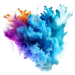 Tuinposter Blue violet powder paint explosion holi cloud isolated png,generative ai.  © Stamplovesink