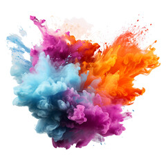 Fototapeta premium Exploding paint cloud, holi festival isolated png. Generative ai.