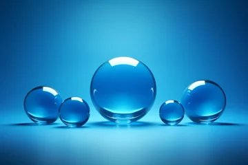 Fotobehang Set of blue spheres, 3d render © JAYDESIGNZ