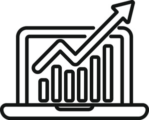 Laptop finance loan icon outline vector. Corporate invoice. Manage risk