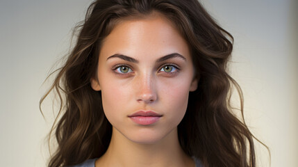Naklejka premium Close-up studio portrait of model. Clear backdrop. Fashion, Beauty concept.
