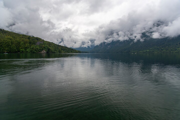 Colorful summer morning on the Bohinj lake in Triglav national park Slovenia, Alps, Europe.