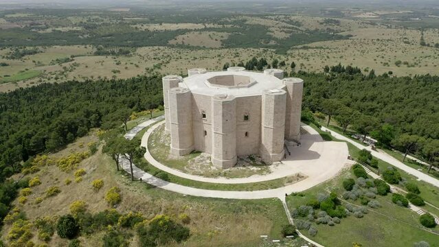 Aerial view Castel del Monte, UNESCO World Heritage Site, Province of Barletta Andria Trani, Puglia, Italy, Europe