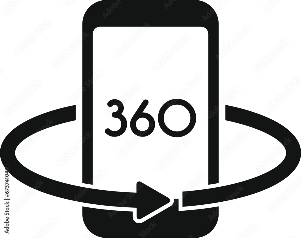 Poster 360 phone simulation icon simple vector. augmented reality. vr focus game