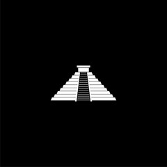 Pyramid El Castillo isolated on black background 