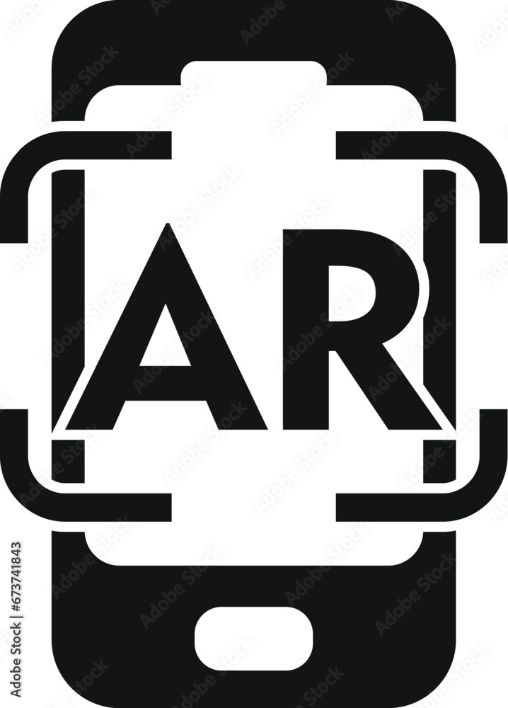 Poster ar phone control icon simple vector. augmented reality. scan digital screen