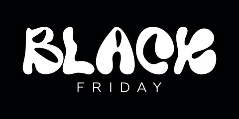 Vector horizontal web banner with handdrawn white text Black Friday. Template for advertising, social network. Desktop wallpaper, screensaver. Concept of sale, discount, promotion. Bold font. Party