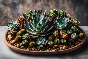 Create a desert-inspired succulent arrangement.