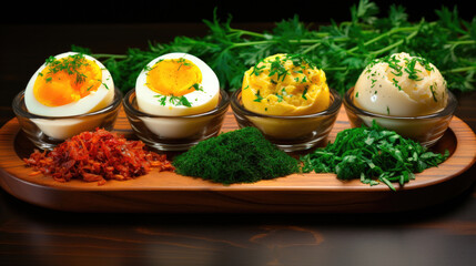 Deviled Eggs A Classic American Appetizer with Creamy Filling and Savory Garnishes