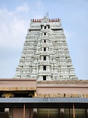 Tiruchirappalli, Tamil Nadu India - Oct 18 2023: Vellai gopuram in Sri Ranganatha Swamy Temple,...