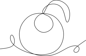 Continuous one line drawing of a Christmas decoration of baubles in silhouette on a white background. Linear stylized.New Year's toy