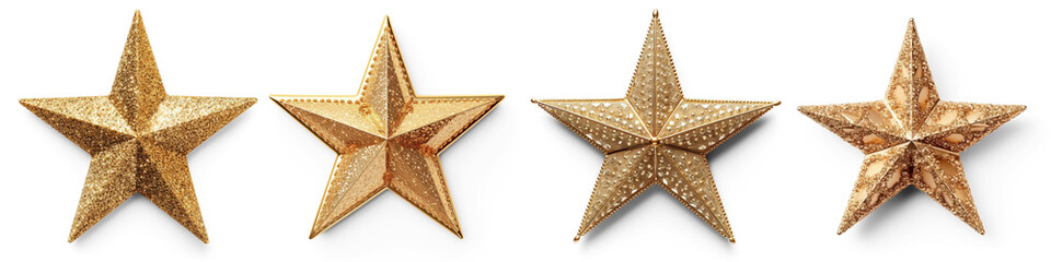Obraz premium Set of Sparkling Christmas Star isolated on transparent background 