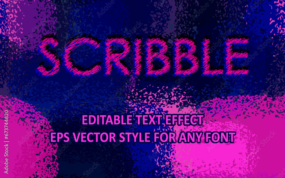 Poster editable scribbled text effect for design on grunge pattern background.