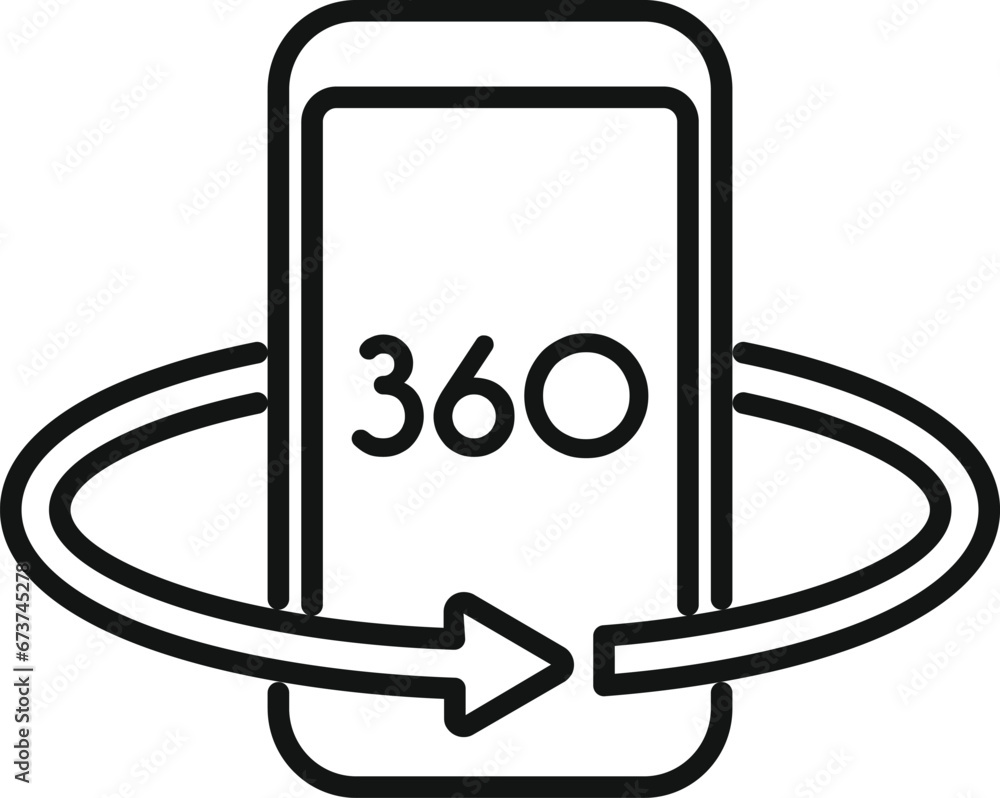 Poster 360 phone simulation icon outline vector. augmented reality. vr focus game