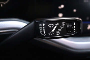 Obraz premium Wipers switch control isolated. Adjusting speed of screen wipers in car. Wiper switch toggle. 