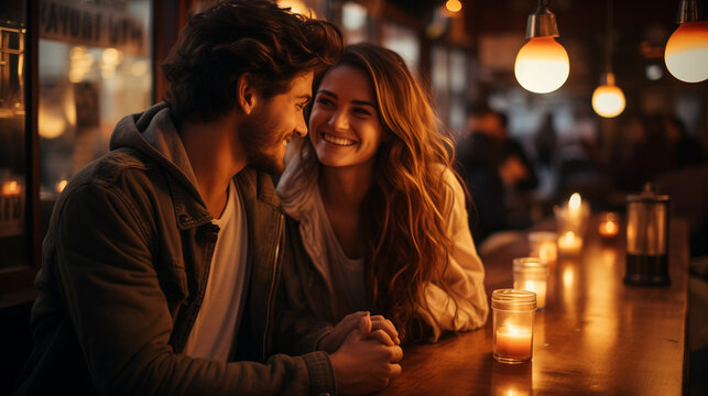 A couple in love at night
