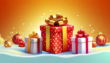 Christmas and new year design. 3D gift boxes. Christmas presents background.