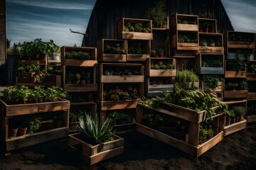 Use repurposed crates as planters.