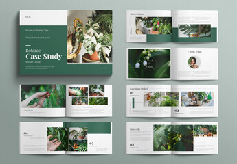 Botanic Case Study Booklet Layout Design Template Landscape