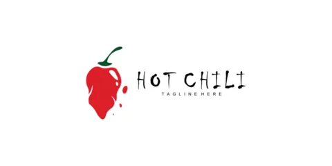 Fotobehang Simple hot chili template design with unique concept  premium vector © arif