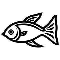Simple Outline Icon of Fish. SVG Vector