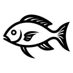Simple Outline Icon of Fish. SVG Vector